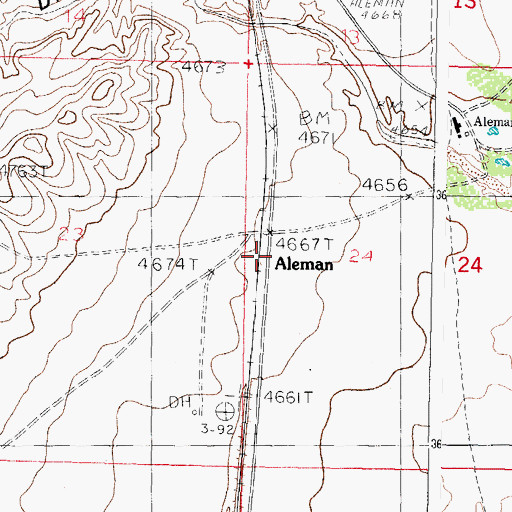 Topographic Map of Aleman, NM