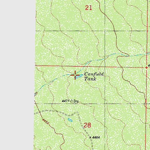 Topographic Map of Canfield Tank, NM