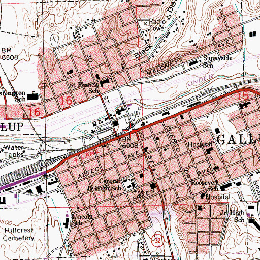 Topographic Map of University of New Mexico Gallup Branch, NM
