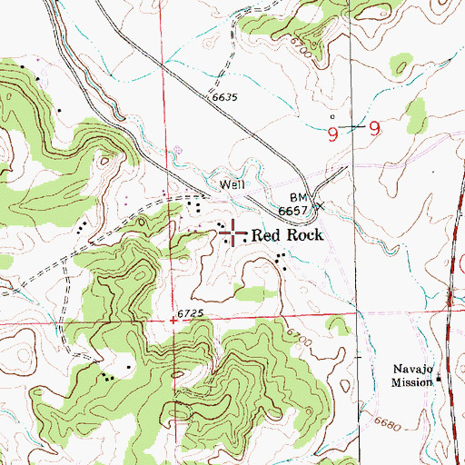 Topographic Map of Red Rock, NM