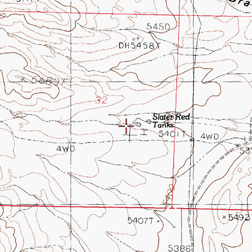 Topographic Map of Slater Red Tanks, NM