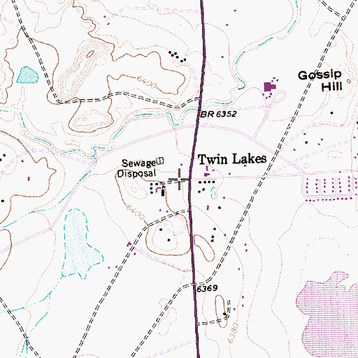 Topographic Map of Twin Lakes, NM