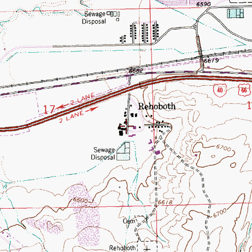 Topographic Map of Rehoboth, NM