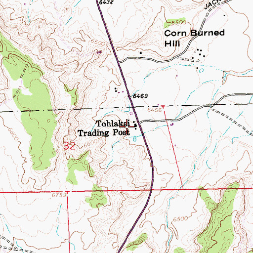 Topographic Map of Tohlakai Trading Post, NM