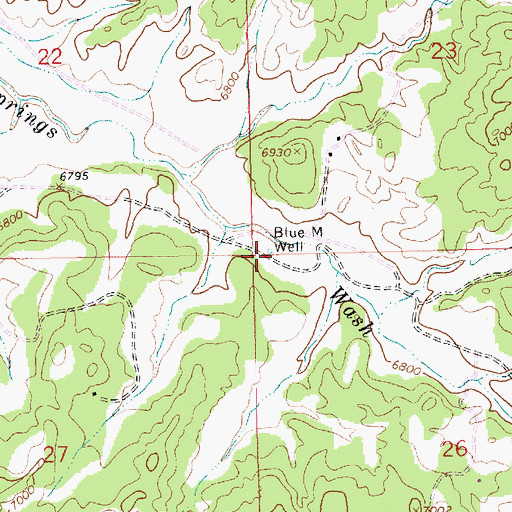 Topographic Map of Blue M Well, NM