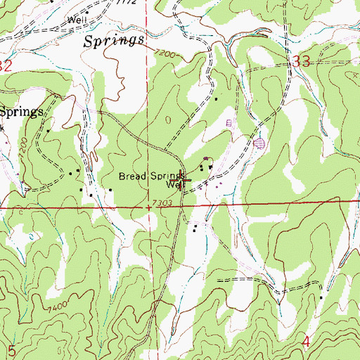 Topographic Map of Bread Springs Well, NM