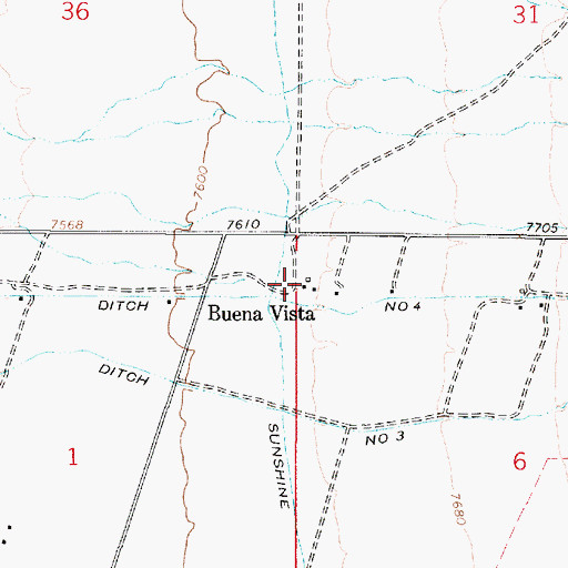 Topographic Map of Buena Vista, NM