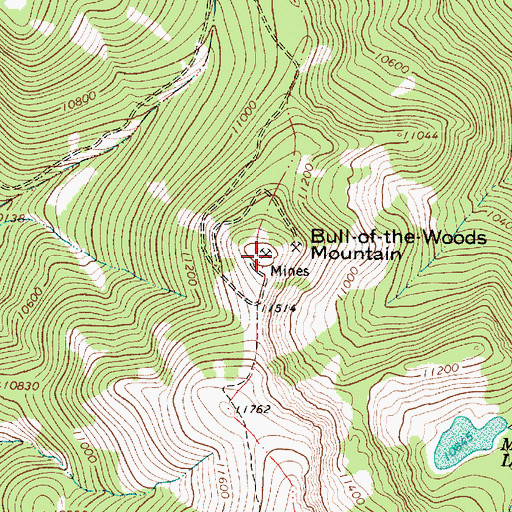 Topographic Map of Bull-of-the-Woods Mountain, NM
