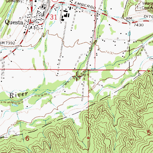 Topographic Map of Cabresto Creek, NM