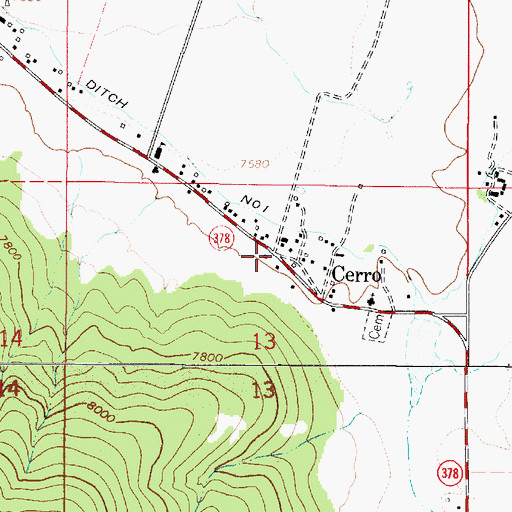 Topographic Map of Cerro, NM