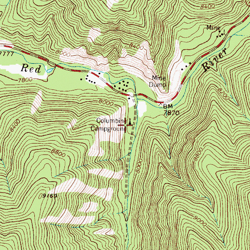 Topographic Map of Columbine Campground, NM