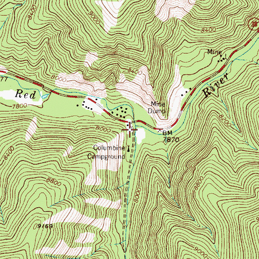 Topographic Map of Columbine Creek, NM