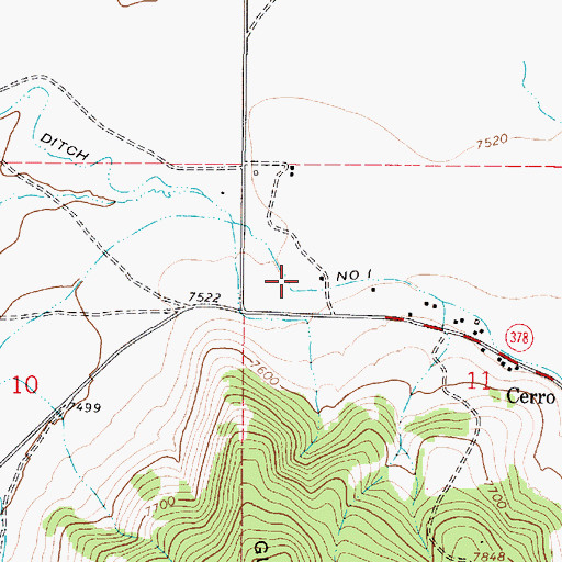 Topographic Map of Number One Ditch, NM