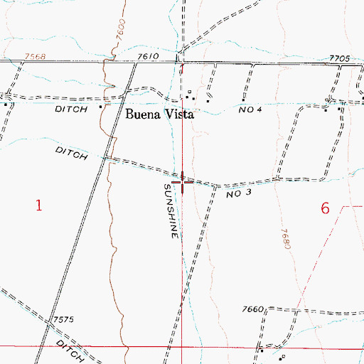 Topographic Map of Number Three Ditch, NM