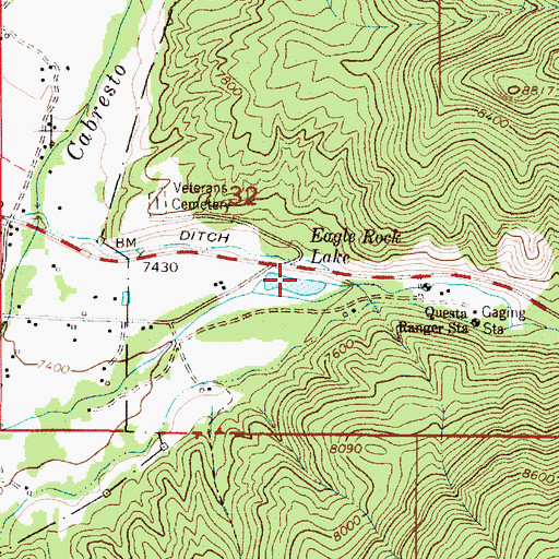 Topographic Map of Eagle Rock Lake, NM