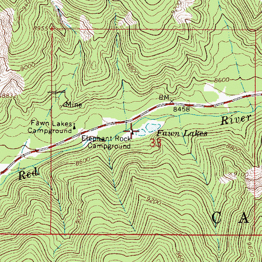 Topographic Map of Elephant Rock Campground, NM