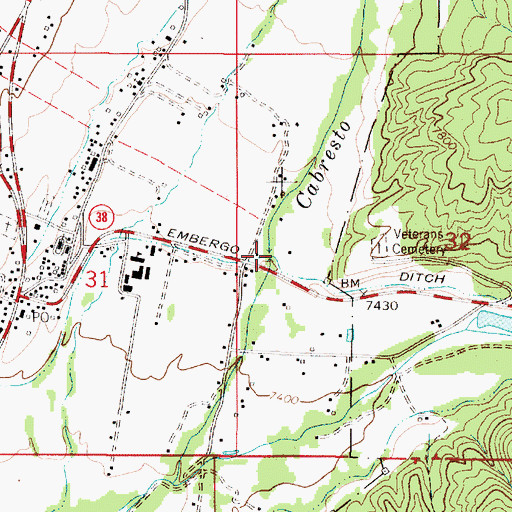 Topographic Map of Embergo Ditch, NM