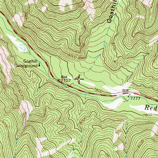 Topographic Map of Goathill Gulch, NM