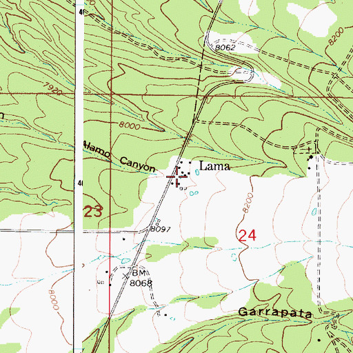 Topographic Map of Lama, NM