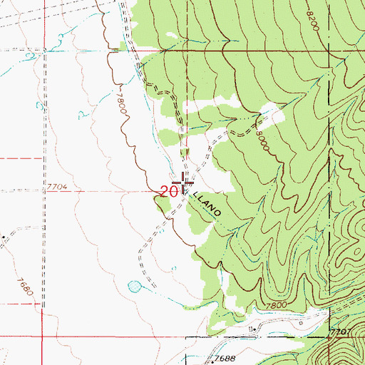 Topographic Map of Llano Ditch, NM