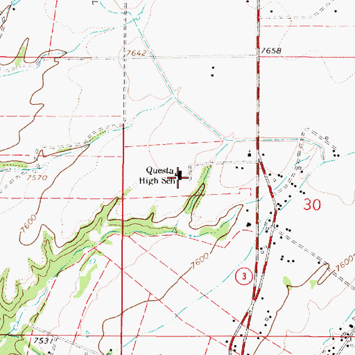 Topographic Map of Questa High School, NM