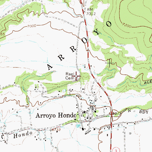 Topographic Map of Rael Cemetery, NM