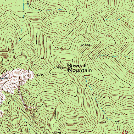 Topographic Map of Sawmill Mountain, NM