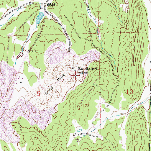 Topographic Map of Sundance Mine, NM