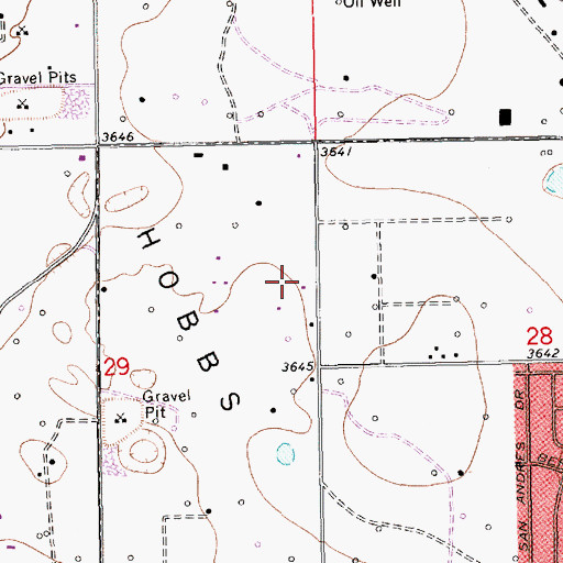 Topographic Map of Hobbs Holiness Academy, NM
