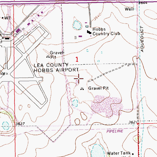 Topographic Map of Lea County Pit, NM