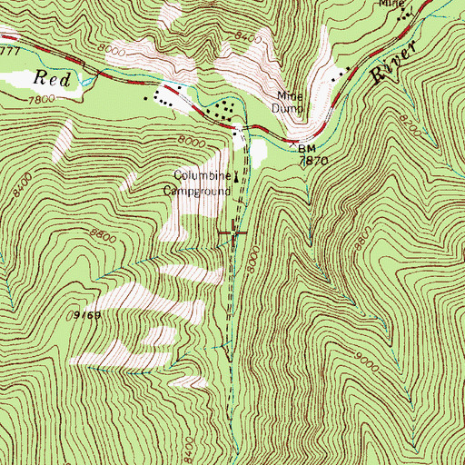 Topographic Map of Columbine Creek Prospect, NM