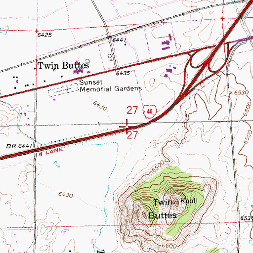 Topographic Map of Twin Buttes Pit, NM