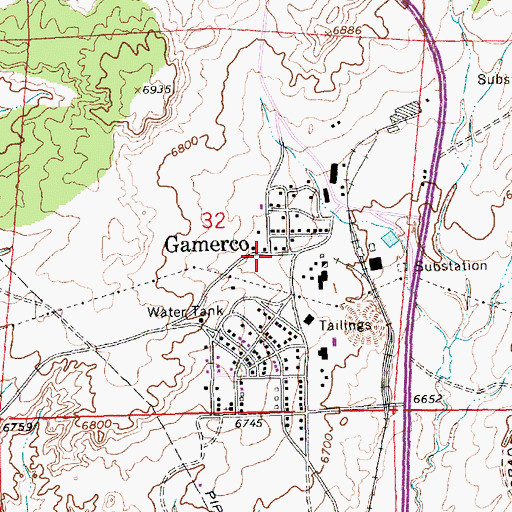 Topographic Map of Gamerco Church of God, NM