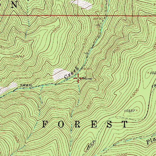 Topographic Map of Creek Tunnel Prospect, NM