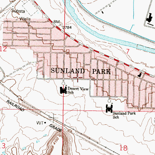Topographic Map of Sunland Park, NM