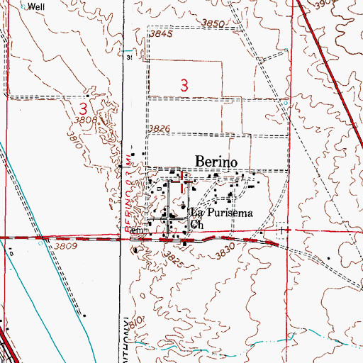 Topographic Map of Berino, NM