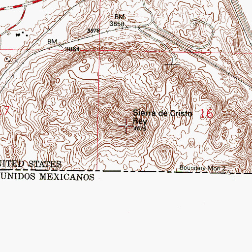 Topographic Map of Sierra de Cristo Rey, NM