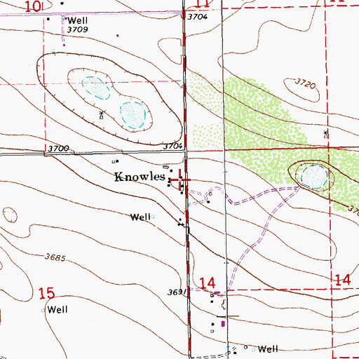Topographic Map of Knowles, NM