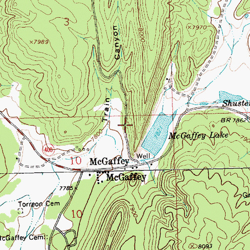 Topographic Map of McGaffey Lake Dam, NM