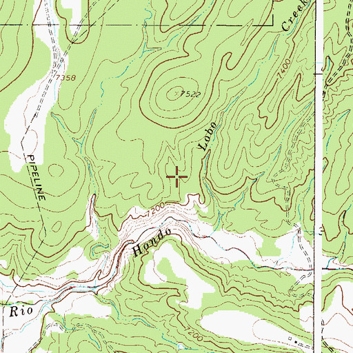 Topographic Map of Caoncito, NM