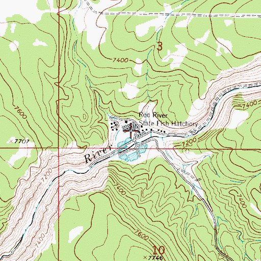 Topographic Map of Red River State Fish Hatchery, NM