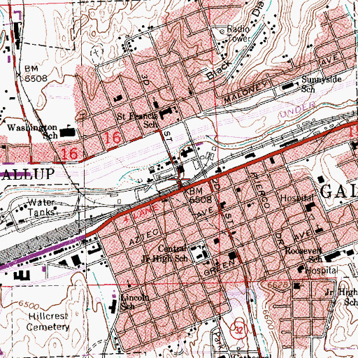 Topographic Map of University of New Mexico-Gallup Campus Zollinger Library, NM