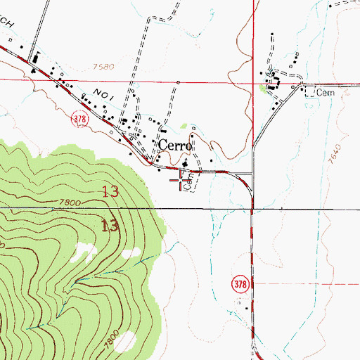 Topographic Map of El Cerro Cemetery, NM