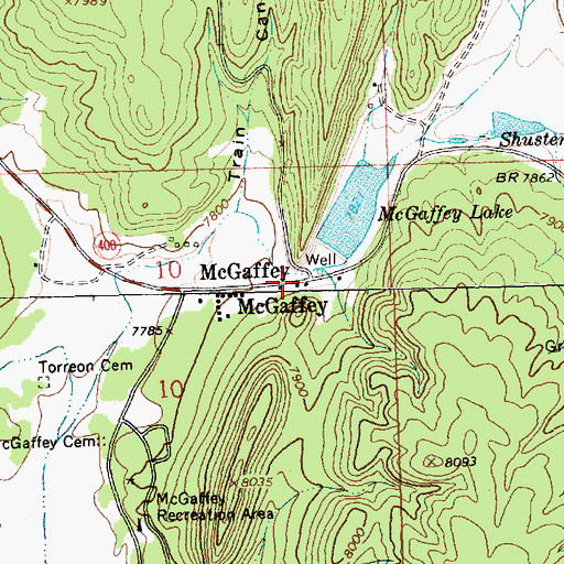 Topographic Map of McGaffey Weather Station, NM