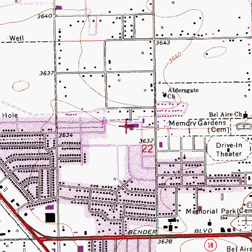 Topographic Map of Mills Elementary School, NM