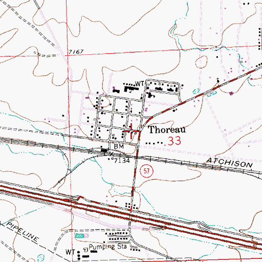 Topographic Map of Thoreau Elementary School, NM