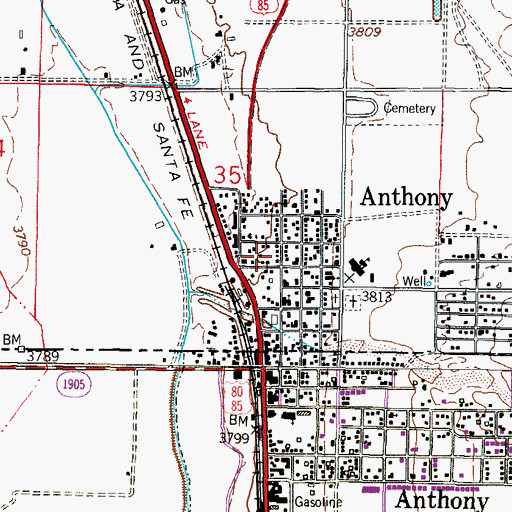 Topographic Map of Berino Elementary School, NM
