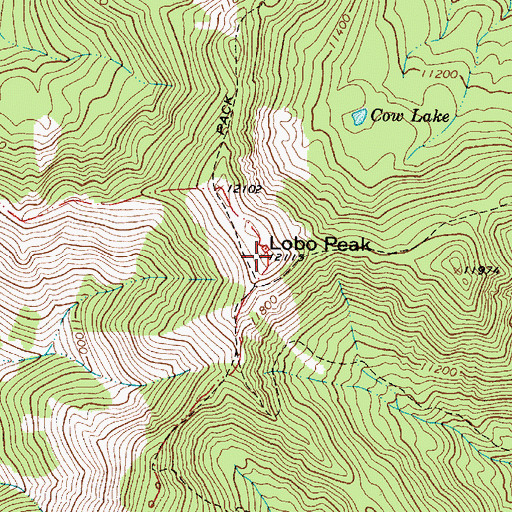 Topographic Map of Columbine Hondo Wilderness Study Area, NM