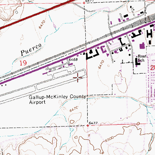 Topographic Map of Gallup Municipal Airport, NM
