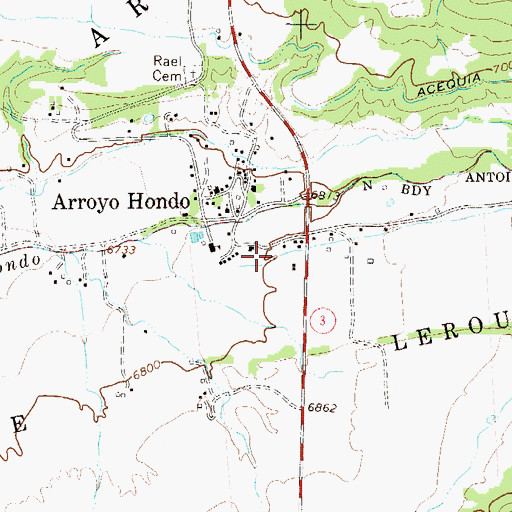 Topographic Map of Arroyo Hondo Post Office, NM